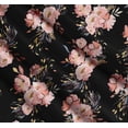 thumbnail image 3 of Soimoi Black Cotton Cambric Fabric Leaves & Peony Floral Print Fabric by Yard 56 Inch Wide, 3 of 7