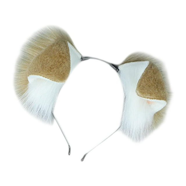 Diadema con orejas de perro para disfraz, para presentaciones en el escenario, festivales de Halloween Marrón claro