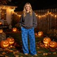 thumbnail image 5 of Blue Womens Jogger Pajamas Pants Loose fit Elastic Waist Wide Leg Pajama Bottoms,Lounge Sleepwear,Halloween Outfits for Women L, 5 of 6