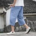 thumbnail image 3 of toraway Men's Cropped Shorts Loose Elastic Drawstring Conical Casual Linen Shorts For Men XXXL, 3 of 3