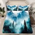 thumbnail image 2 of Manfei Woodland Jungle Plants 4-Piece Full Size Sheets for Children Teens,Moutain Trees Bed Sheets,Botanical Theme Lightweight Sheet Sets,Lightweight Room Decor, 2 of 7