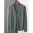 thumbnail image 1 of MVLYFLRT 100% Pure Merino Wool Sweater Jacket Men's V-Neck Cardigan Autumn Winter New Solid Color Top Casual Basic All-Match, 1 of 5