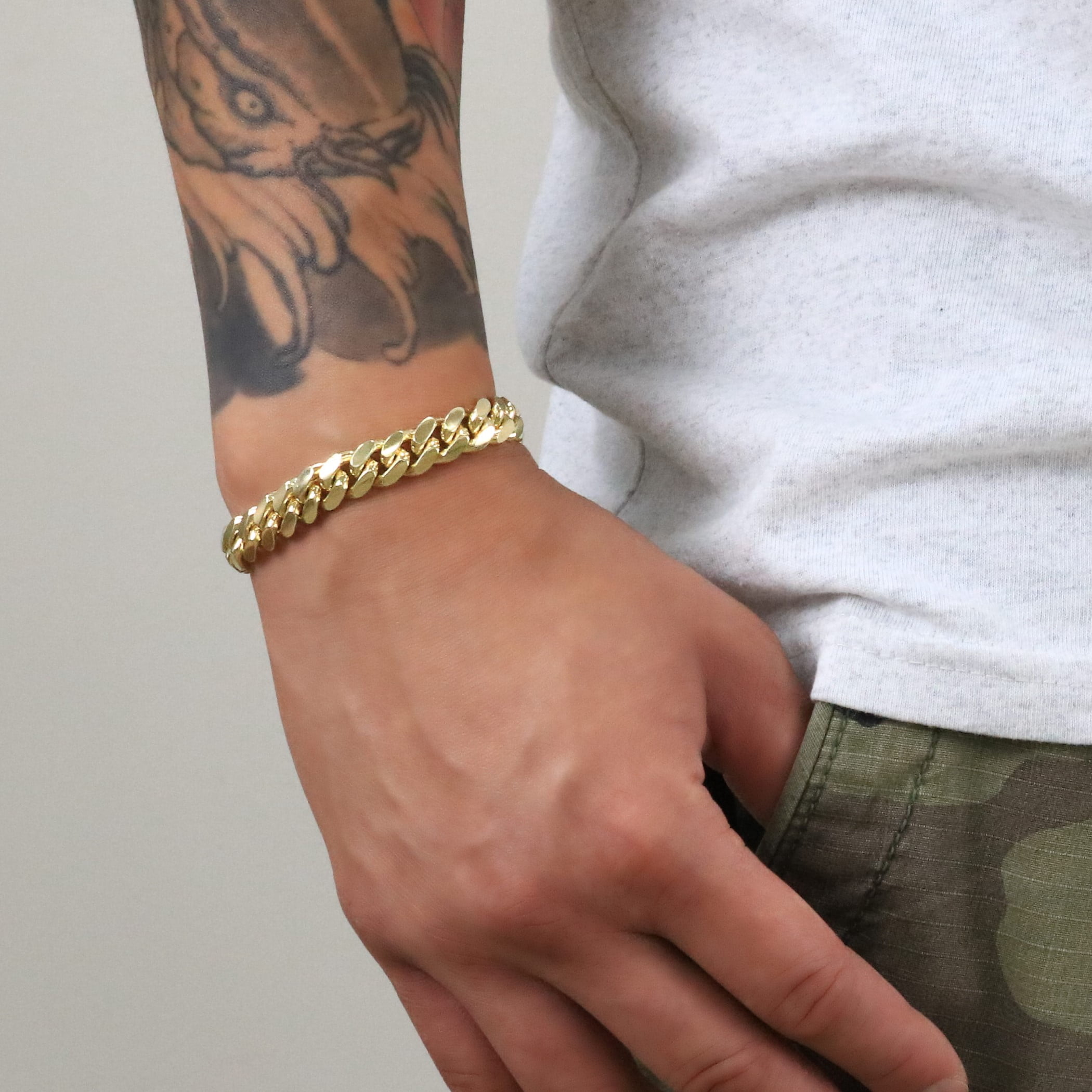 Nuragold 10K Real Yellow Gold Solid Miami Cuban Link Chain Bracelet 7"-9" (2.7mm-10mm) Italian Jewelry for Men & Women