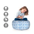 thumbnail image 2 of Ethnic Storage Toy Bag Chair, Culture Inspired Tile Design with Floral Motifs Bohemian Hippie, Stuffed Animal Organizer Washable Bag, Small Size, Sky Blue and White, by Ambesonne, 2 of 3