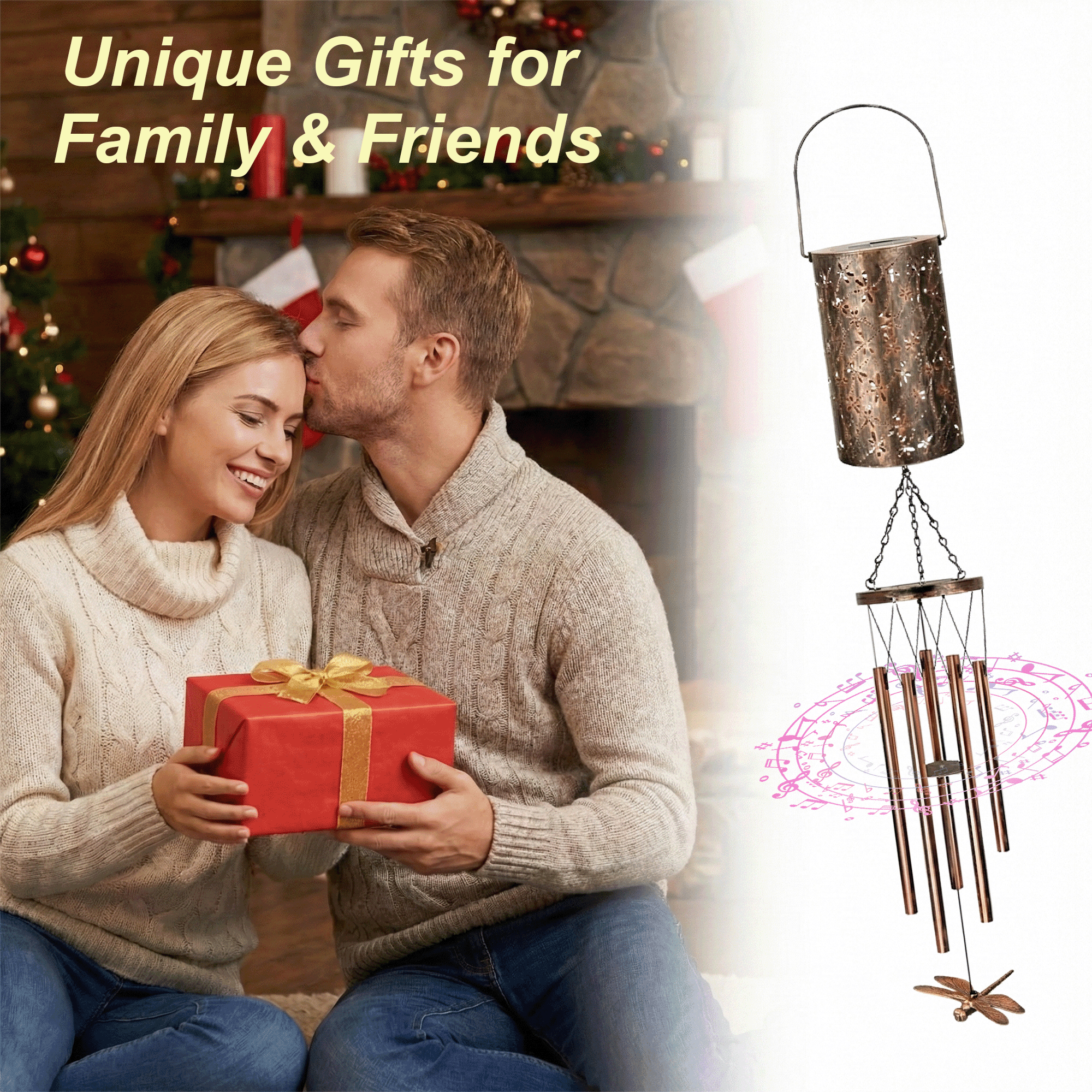 KEYAHAPPY Solar Wind Chimes for Outside, Windchimes Outdoors Solar Powered Lights for Garden Decor, Memorial Wind Chimes for Patio Porch Lawn Yard Decorations Outdoor, Dragonfly