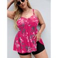 thumbnail image 3 of Traje de baño de dos piezas, traje de baño dividido con estampado Floral a la moda, traje de baño para mujer para piscina, fiesta en la playa, rosa, flor roja, 3XL, 3 of 6