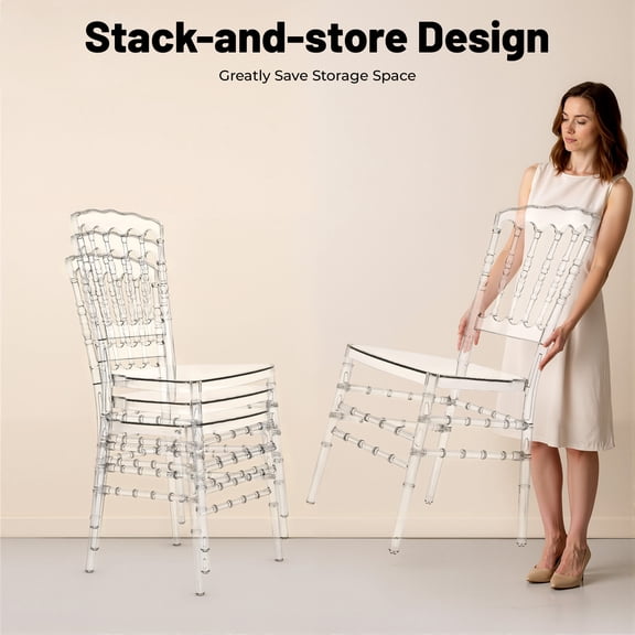 Set of 4 Clear Chairs Crystal Modern Dining Chairs 330 lbs Capacity for Wedding Party Event