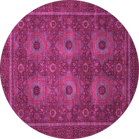 Ahgly Company Indoor Round Abstract Pink Modern Area Rugs, 6' Round