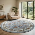 thumbnail image 2 of FULIE 4'x4'Round Rugs Soft Bohemian Area Rugs for Living Room Bedroom Modern Decor Carpet,Blue, 2 of 7