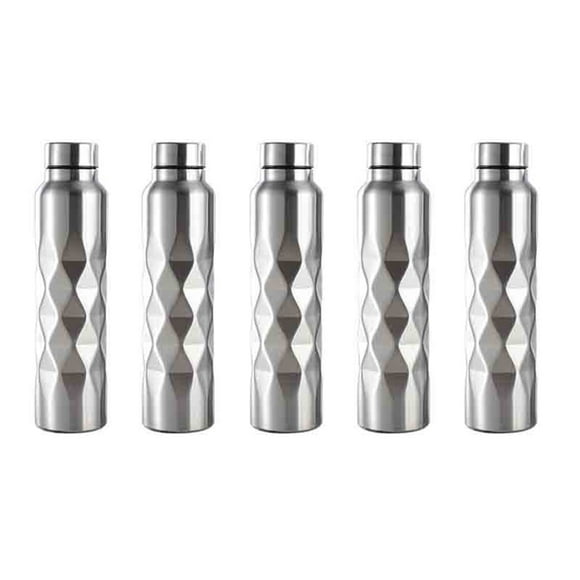 5X 1000Ml Single-Wall Stainless Steel Water Bottle Gym Sport Bottles Portable Beer Drink Bottle