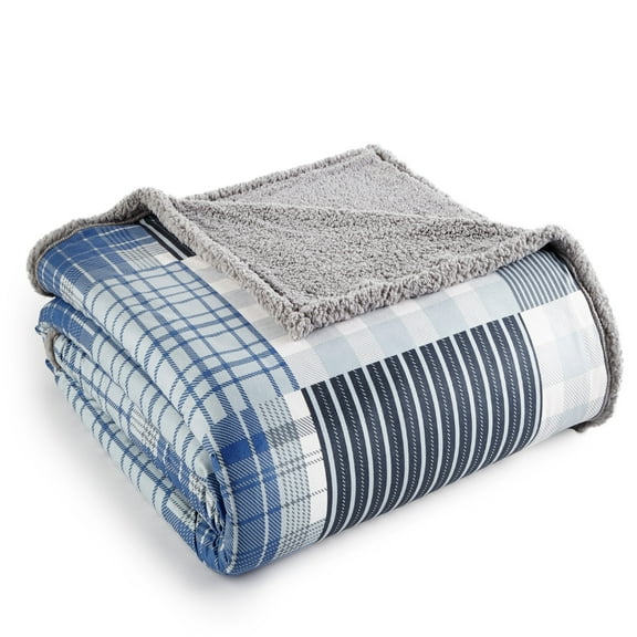 Shavel Home Products Micro Flannel ® Reversible Sherpa Blanket, King, Smokey Mountain Plaid