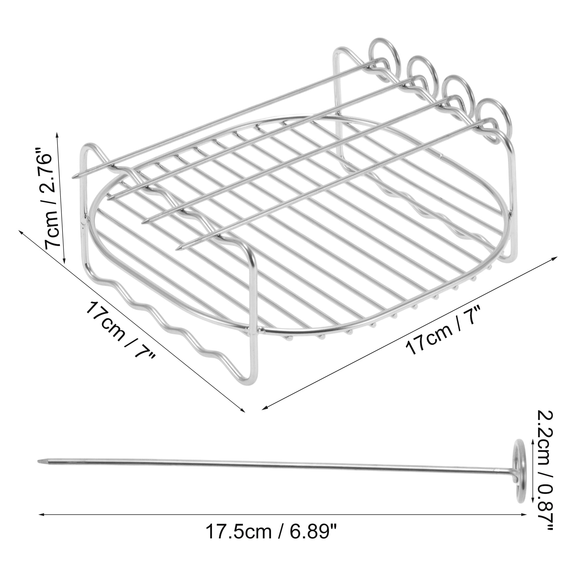 Unique Bargains Air Fryer Double Layer Rack 7" Square Rack with 4 Skewers