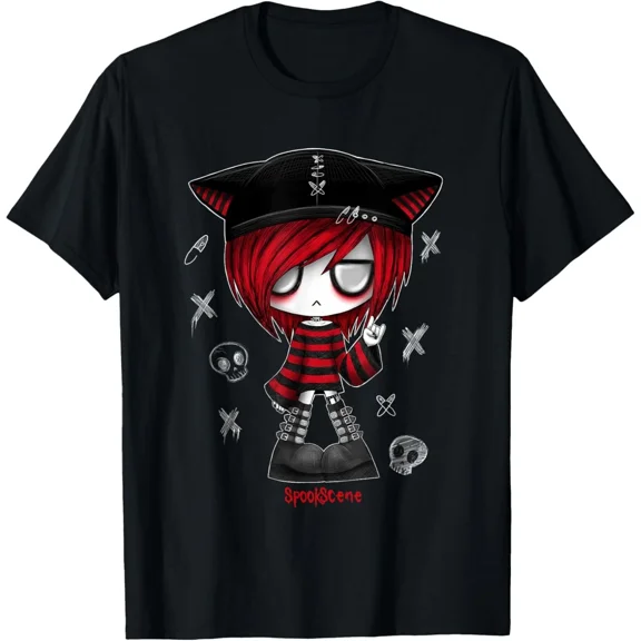 Edgy Kitty Hat Scene Kid Emo Alt Goth Red T-Shirt