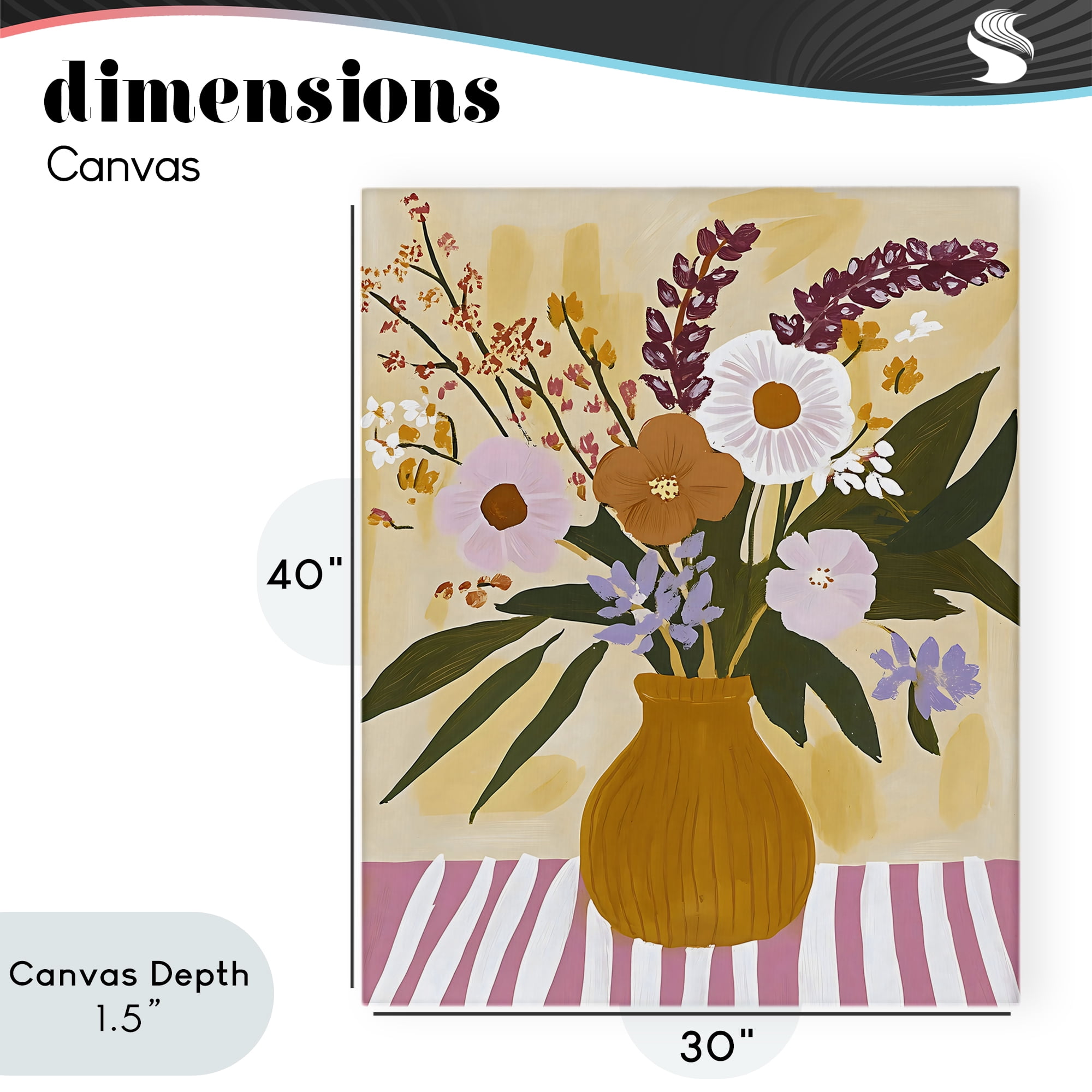 Stupell Industries Boho Flowers on Pink Stripes Canvas Wall Art, design by Creative Studio
