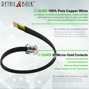 1 Foot RJ11 Telephone Cord - Landline Phone Cable, 4 Wire, 100% Copper (1 ft, Black) Made in USA