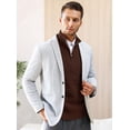 thumbnail image 3 of Fexilor Men's Cable Knit Quarter Zip Pullover Sweater Lightweight Long Sleeve Business Casual Sweaters, 3 of 7