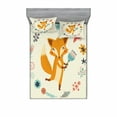 thumbnail image 2 of Cartoon Bedding Set with Sheet & Covers, Animal with Floral Flowers Leaves Fish Detailed Frame, Printed Bedroom Decor 2 Shams, 4 Sizes, Almond Green Eggshell, by Ambesonne, 2 of 3