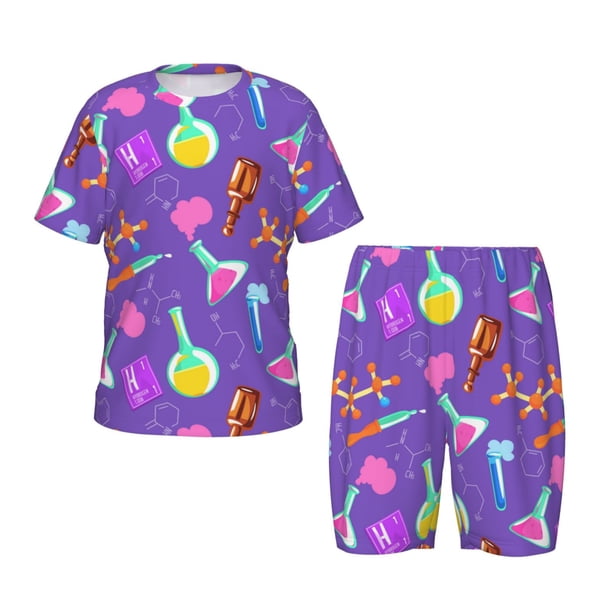 Balery Chemistry Tools Conjunto de Pijama Infantil de Manga Corta con Estampado – Ropa de Dormir de Algodón Suave-Small