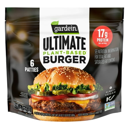 Gardein Ultimate Plant-Based Burger, Frozen Meat Alternative, 8 oz, 6 Count Patties