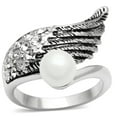thumbnail image 1 of Alamode 3W191-9 Women Rhodium Brass Ring with Synthetic in White - Size 9, 1 of 1