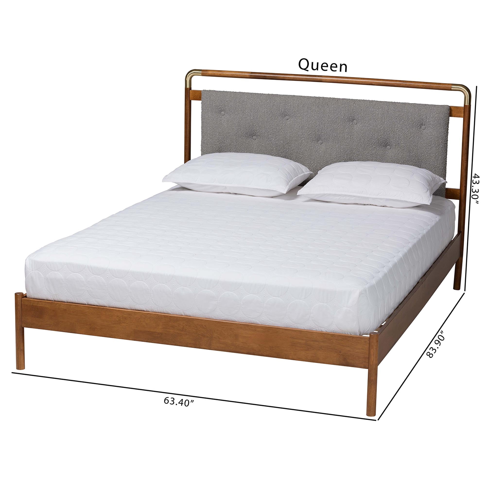 Baxton Studio Edwina Mid-Century Platform Bed, Queen, Walnut Brown