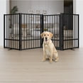 thumbnail image 2 of 32''Height Full Matel Freestanding Dog Gate with Door,  4 Panels Extra Wide Free Standing Tall Dog Gates for Doorways,House,Stairs,Porch,Deck,Yard, 2 of 6