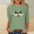 thumbnail image 4 of Funny Crewneck Tshirts Womens 3/4 Sleeve Halloween Graphic Tee Tops Cute Ghost Soft Loose Pullover Green L, 4 of 4