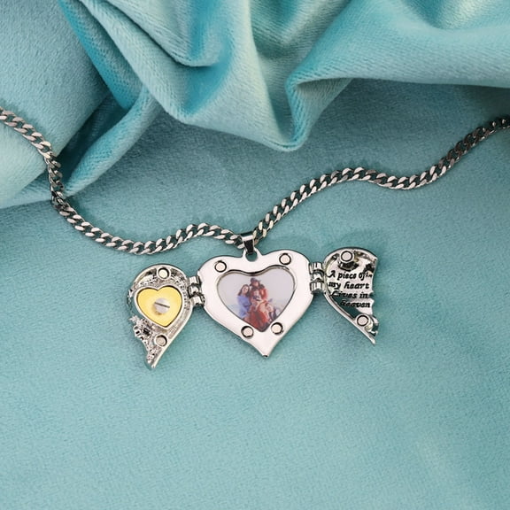 AOOOWER Heart Urn Necklace for Ashes Cremation Memorial Pendant Necklace Locket Keepsake