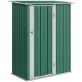 thumbnail image 1 of Outsunny Garden Shed, Metal Tool Shed w/ Sloped Roof, Lockable Door, Green, 1 of 10