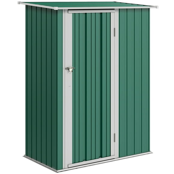 Outsunny Garden Shed, Metal Tool Shed w/ Sloped Roof, Lockable Door, Green