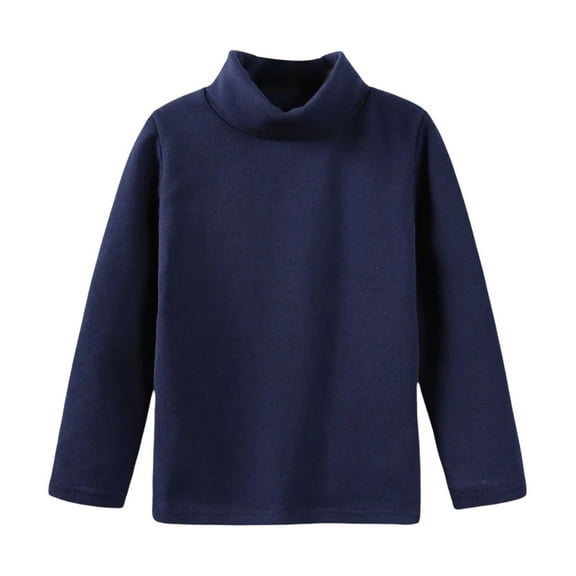 Generic Clearance Children's Outfits Toddler Girl Boys Solid Color Long Sleeve High Neck Base Coat with Warm Top for Fall Winter Casual Soft Comfortable Clothing(4-5 Years,Navy)