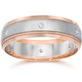 thumbnail image 1 of Diamond Mens Two Tone 14K Rose Gold Wedding Band, 1 of 1