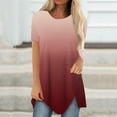 thumbnail image 2 of 2026 under $5 asdoklhq Womens Plus Size,Women Plus Size Button Printed Round Neck Short Sleeve Irregular T-shirt Blouse Tops, 2 of 5