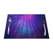 ZNDUO Placemats, 1 PCS Heat Resistant Stain Resistant Woven PVC Insulation Placemats, Durable Washable Elegant Table Mats for Dining-Purple Star, 18"x12"