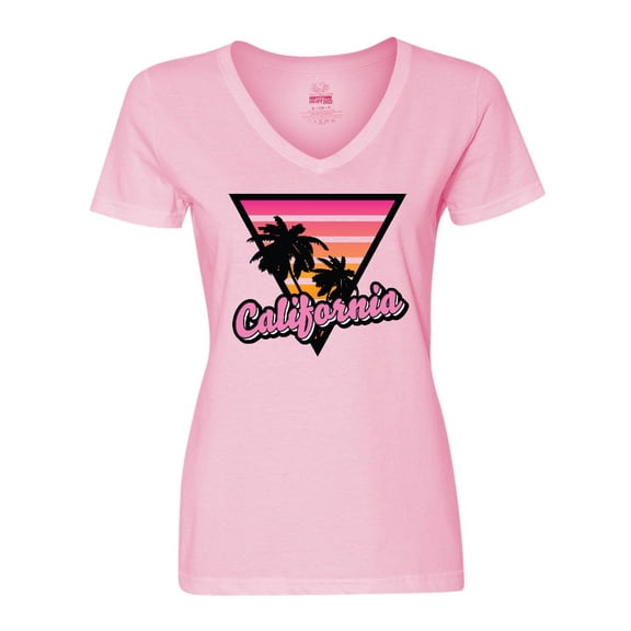 Inktastic California with Triangle and Palm Trees Women's V-Neck T-Shirt