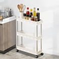 thumbnail image 6 of 3-Tier Slim Rolling Storage Cart with Wheels, Detachable Shelves Narrow Organizer for Dorm Kitchen Bathroom, Mobile Shelving Unit with Hooks for Tight Spaces, 6 of 6
