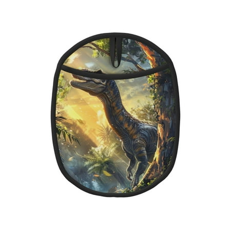 

Qekee Sunshine Jungle Dinosaur Pattern Silicone Pot Holders Oven Mitts Heat Resistant Hot Pads Non Slip Pot Holder Towel Cloth Interior Lining
