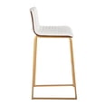 thumbnail image 2 of Mason Mara 30" Contemporary Fixed-Height Barstool in Gold Metal, Walnut Wood and White Faux Leather by LumiSource - Set of 2, 2 of 4