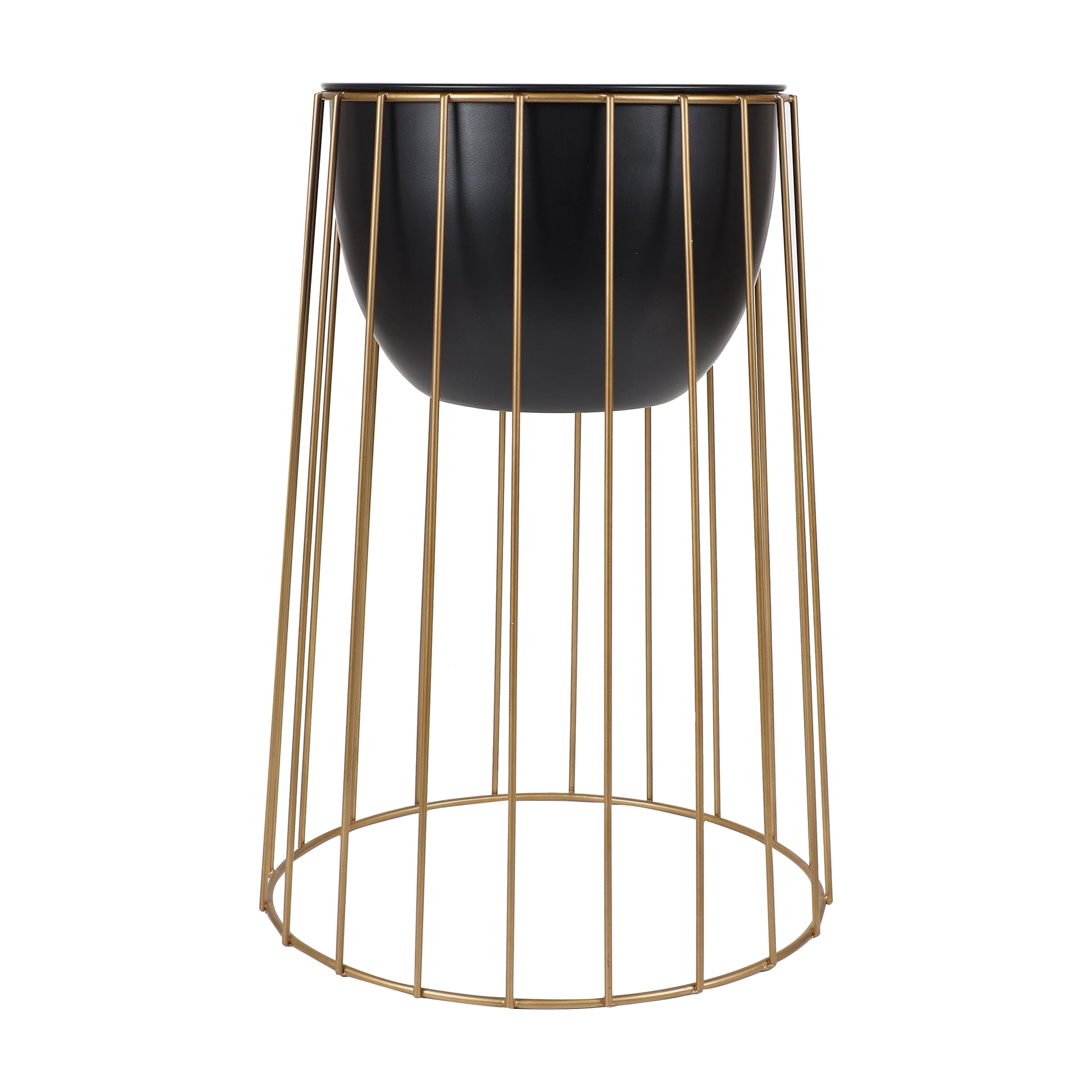 Mainstays Axel 16" x 16" x 22.25" Round Black and Gold Metal Planter