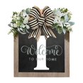 thumbnail image 1 of Corona redonda para puerta de entrada ionze con letras en inglés, letrero de bienvenida, corona con lazo, decoración colgante para puerta de entrada (GY), 1 of 3