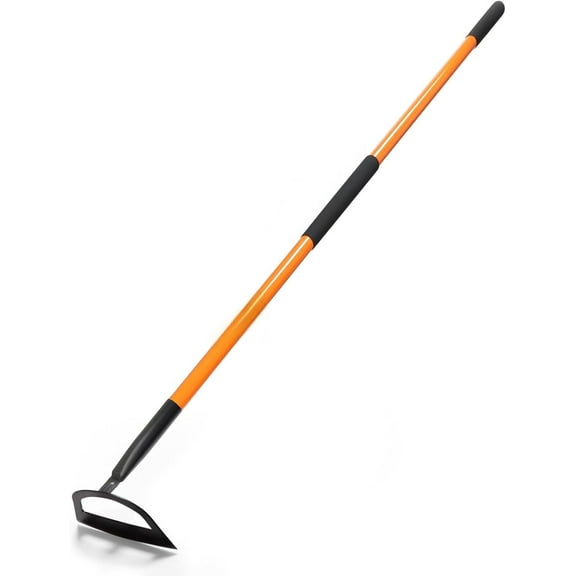 57 Inch Heavy Duty Garden Hoe with Orange Fiberglass Handle - Long Handle Garden Hoes for Weeding, Gardening, and Cultivating - Durable Hoe Garden Tool for Heavy Duty Use