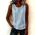 thumbnail image 6 of ClodeEU Women's Round Neck Sleeveless Tank Top,Casual Loose Fit Solid Color Blouse with Button for Summer Light Blue,Women's Plus M, 6 of 6