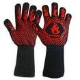 thumbnail image 2 of HOMEMAXS - Par de guantes para horno resistentes al calor de menos de 800 ℃, guantes protectores de silicona para barbacoa de algodón (negro, rojo), 2 of 6
