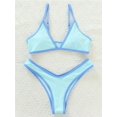 thumbnail image 4 of Conjunto de Bikini negro plisado con cordón para mujer, traje de baño de 3 piezas de manga larga, cintura alta, 2024, 4 of 5