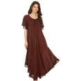 thumbnail image 5 of Sakkas Lilia Embroidered Lace Up Bodice Relaxed Fit Maxi Sun Dress - Dark Brown - One Size Regular, 5 of 5