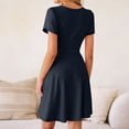 thumbnail image 4 of CIENVNSTG Womens Summer Dresses Short Sleeve Wrap V Neck A-Line Mini Dress Causal Flowy Boho Beach Vacation Sundress Navy L, 4 of 5