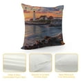 thumbnail image 4 of GOSMITH Throw Pillow Cushion Cover, Maine River Portland Lighthouse Sunrise Coast Scenery, Decorative Square Accent Pillow Case, Pale Blue Tan, 4 of 5