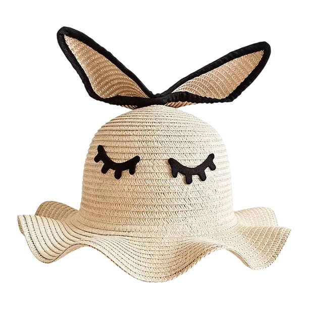Sombrero de sol de conejito, gorra de pescador de ala ancha para fiestas, vacaciones, campamentos, viajes y mochileros. Beige