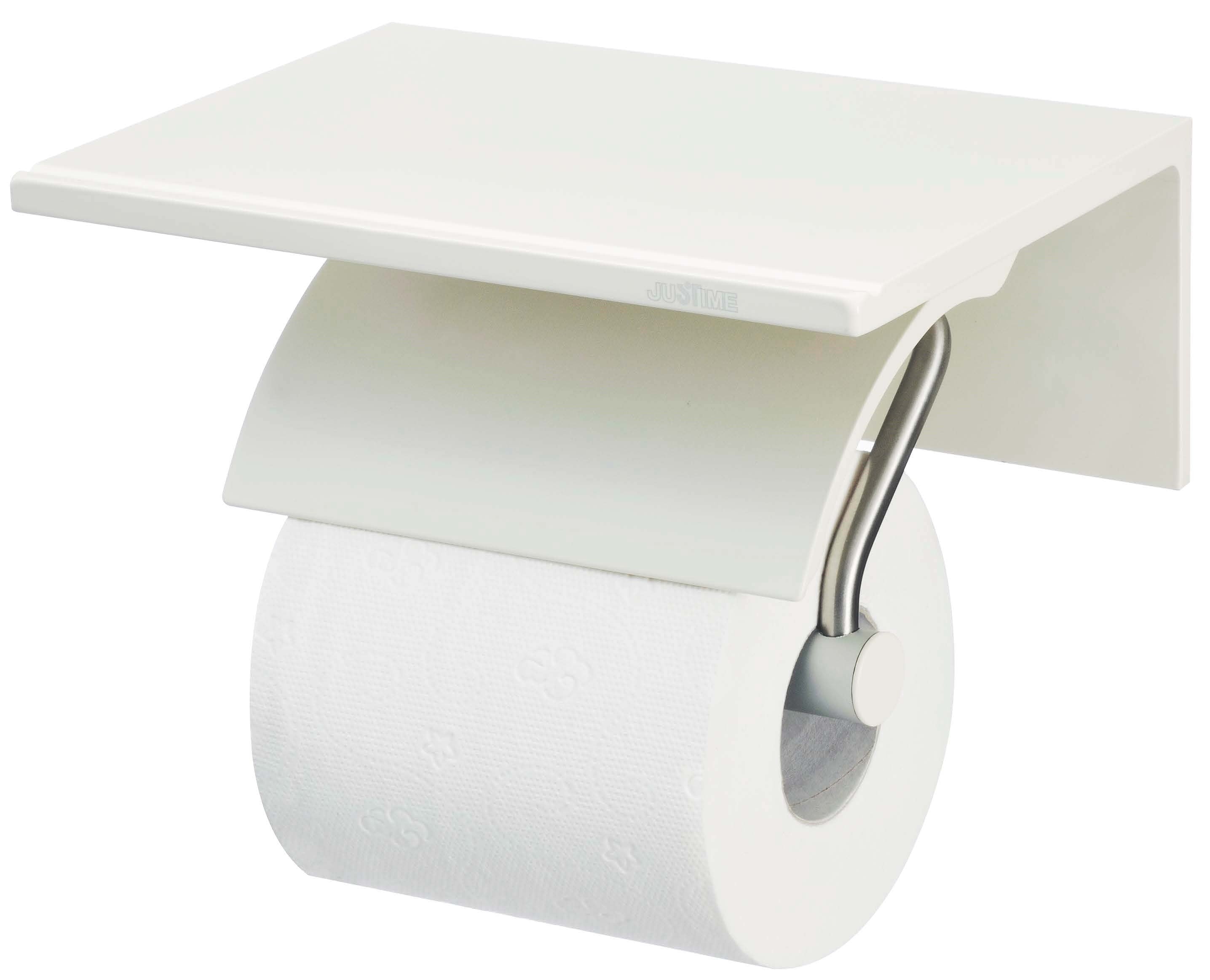 Justime USA Public Space Single Toilet Tissue Holder W/Shelf (Aluminum