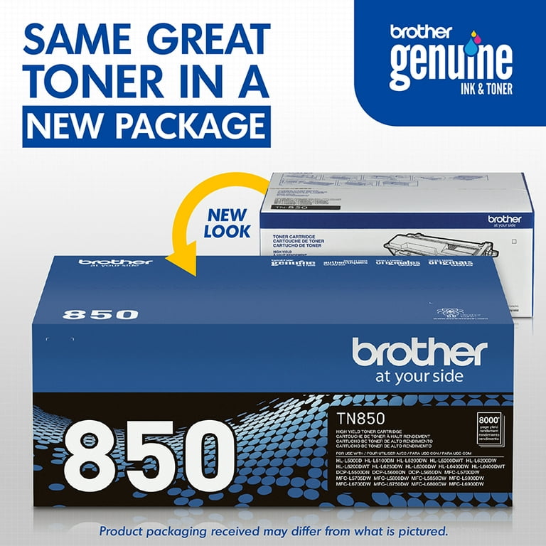TN850 High-Yield Toner, 8,000 Page-Yield, Black TN850 High-Yield Toner, 8,000 Page-Yield, Black